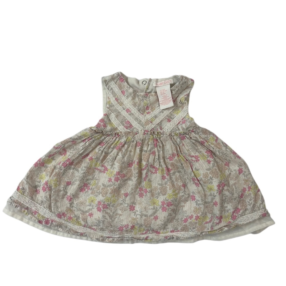 Shabby Chic Floral Kids Dress - Pink and Gray